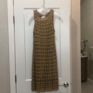 INC Gold Crochet Dress with liner